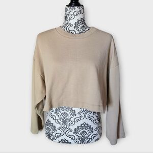 Oak + Fort Relaxed Fit Cropped French Terry Crewneck Size Large